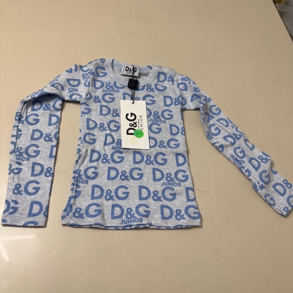 D&G Kids Blue Logo Long Sleeve Jersey Unisex